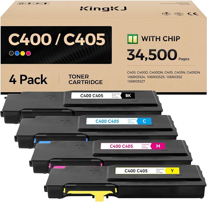 C400 C405 Extra High-Yield Toner Cartridge Set 4-Pack Black Cyan Magenta Yellow by KingKJInkToner