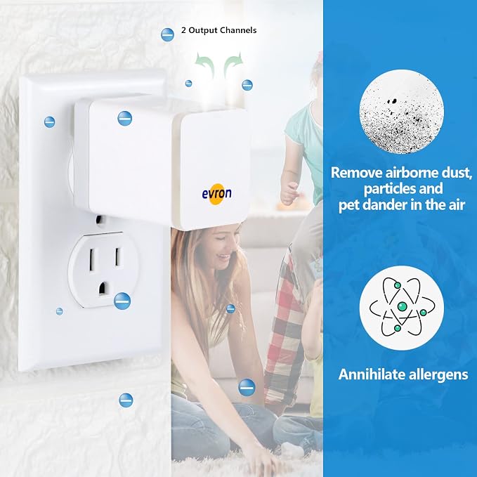 evron Plug-In Air Ionizer for Home & Travel, 20 Million Negative Ions/sec - Image 4