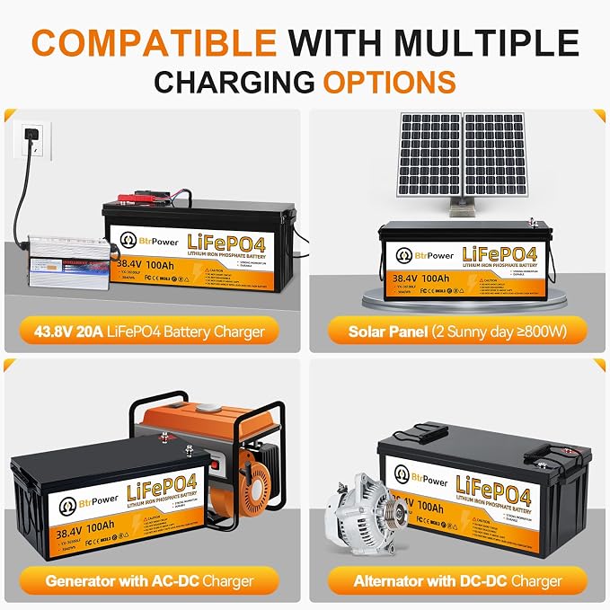 36V 100Ah LiFePO4 Battery, Built-in 100A BMS, 3840Wh Lithium Battery, - Image 7
