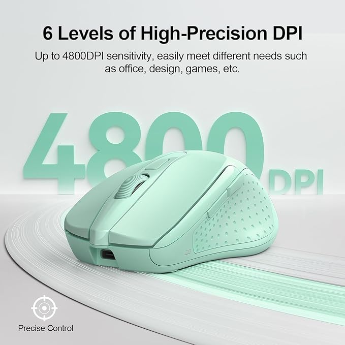 TECKNET Wireless Mouse Rechargeable 4800 DPI Silent USB A & Bluetooth Mouse 6 - Image 5