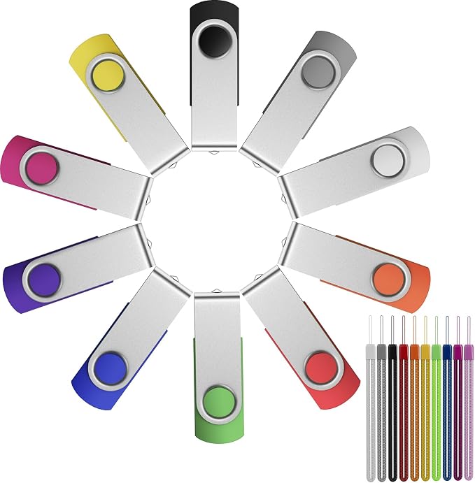 FEBNISCTE 16GB Flash Drive, Jump Drive 10 Pack, Memoria USB 2.0 Multi-Coloured by FEBNISCTE