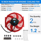 2PCS 10 inch Slim Fan Push Pull Electric Radiator Cooling 12V 80W Mount - Image 2