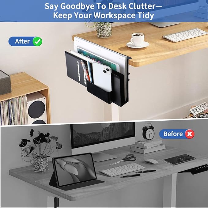 LUKETURE Laptop Holder, Steel Desk Side Storage, No Drill Standing Desk - Image 7
