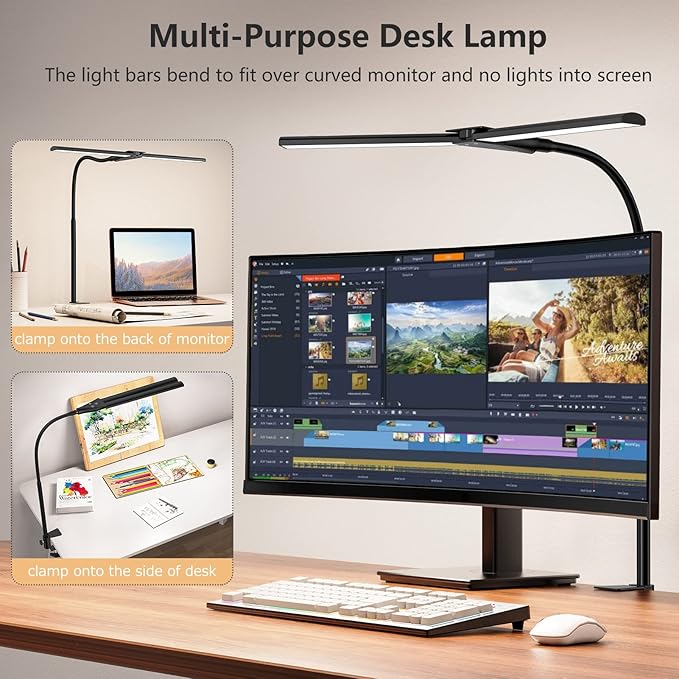 EppieBasic LED Desk lamp, Double Head Architect Desk Lamps - Image 2