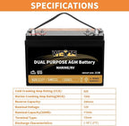 Weize BCI Group 31M Dual Purpose AGM Battery, 240RC 825CCA 12V 110AH Starter & - Image 3