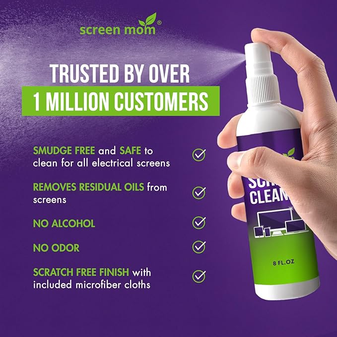 Screen Cleaner Spray and Microfiber Cloth 2-Pack by Screen Mom-Screen Cleaner - Image 4