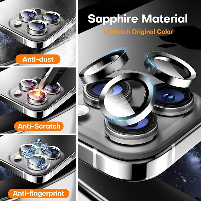 Camera Lens Protector for iPhone 16 Pro Max/16 Pro/15 Pro Max/15 Pro/14 Pro - Image 2