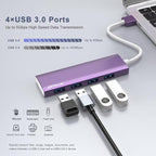 USB Hub, USB 3.0 Hub Aluminum Alloy Ultra Slim USB Splitter, Portable 4 Port - Image 2