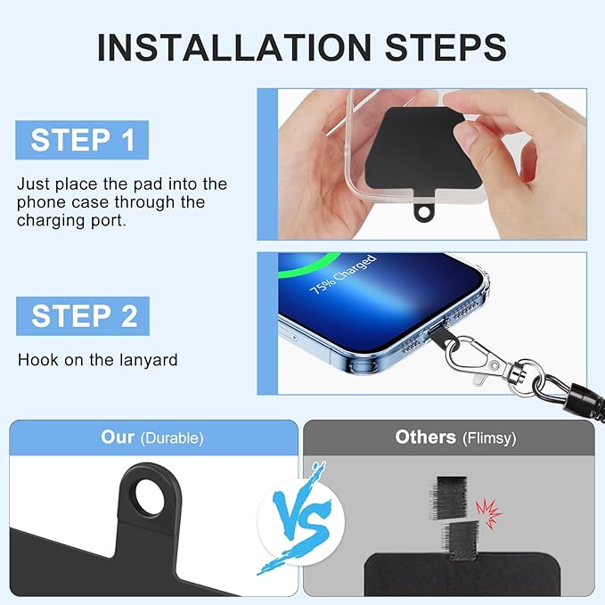SHANSHUI Phone Lanyard, Cell Phone Lanyard Tether Pads Compatible - Image 8