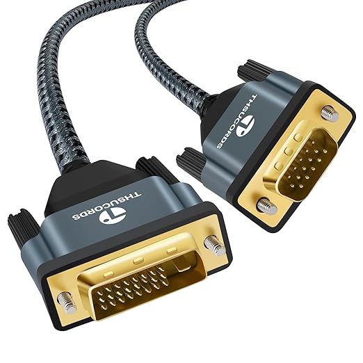 DVI to VGA Cable 3.3FT, Uni-Directional DVI-D to VGA Adapter Male to Male by Thsucords