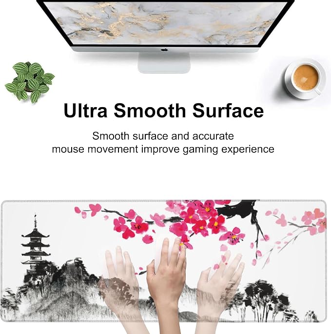 Chinese Ink Painting Desk Mat, Large Abstract Landscape Painting Gaming - Image 5
