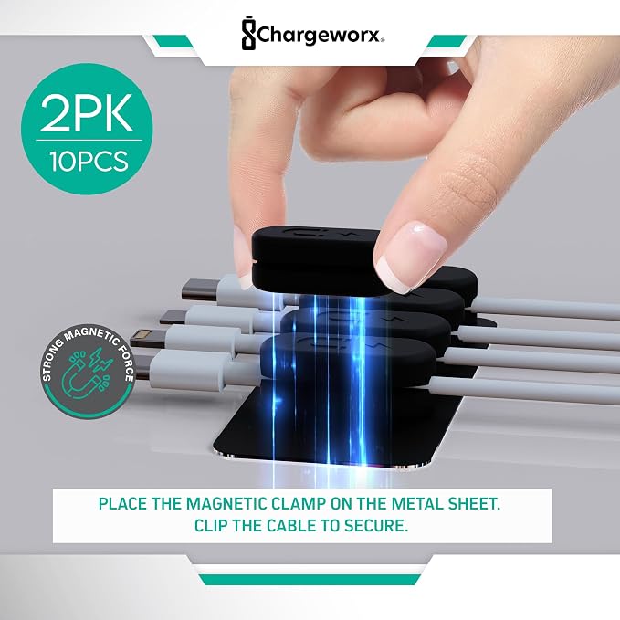 Magnetic Cable Clips – Chargeworx Cord Organizer - Image 7