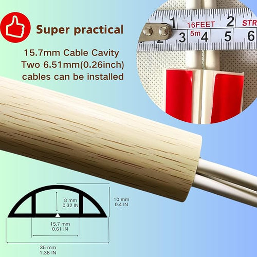 3.3ft Self Adhesive Floor Cord Cover, Heavy Duty Soft PVC Cable Protector and - Image 2