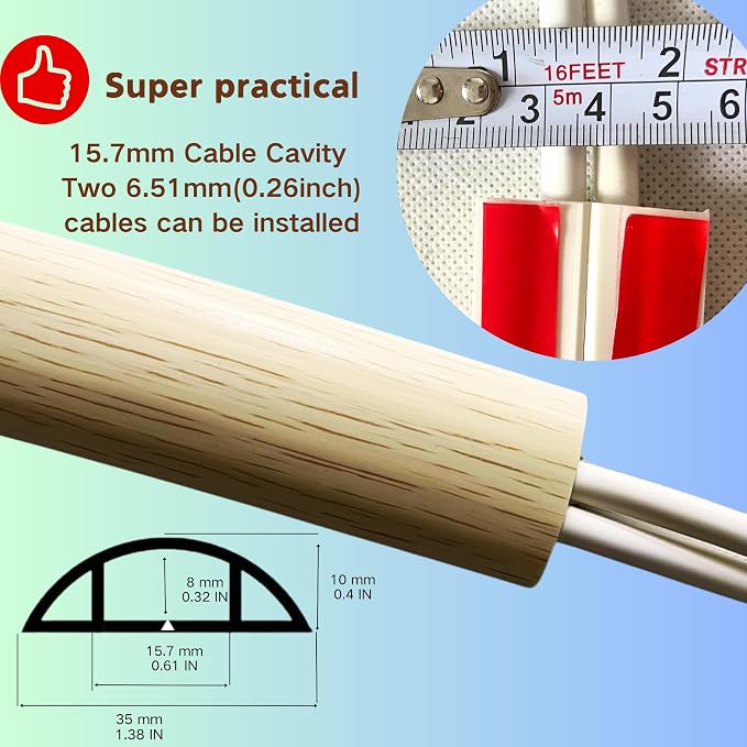 10ft Floor Cord Cover Self Adhesive Cord Hider Floor, Heavy Duty Cable Protector - Image 2