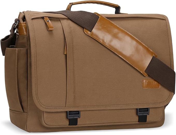 ESTARER Messenger Bag 17-17.3 Inch, Men's Computer Bag Water-resistant Canvas by ESTARER