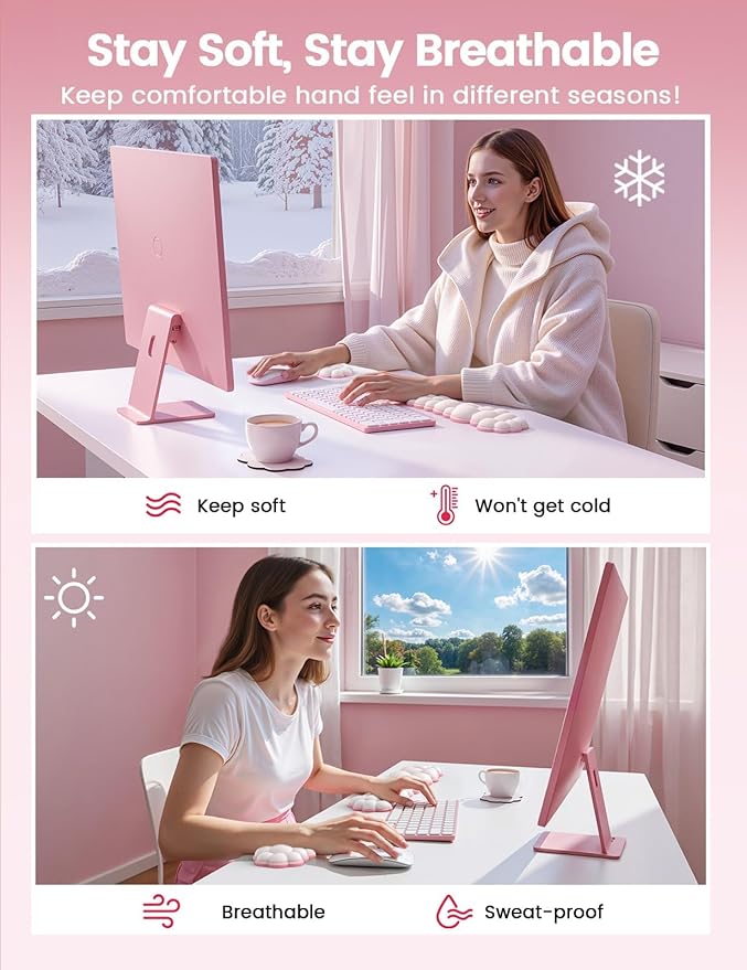 Vaydeer Cloud Keyboard Wrist Rest Set – Ergonomic Memory Foam Wrist Pad - Image 4