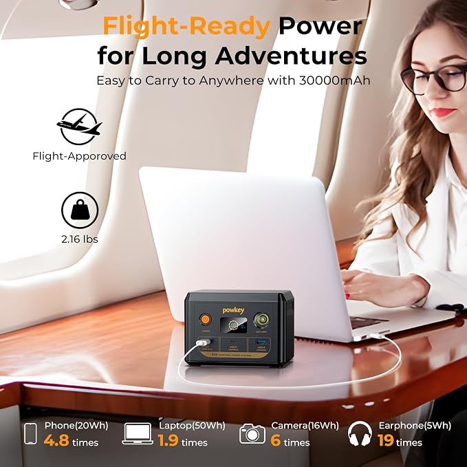 powkey Laptop Power Station 30000mAh 100W Portable Charger PD 3.0 Fast Charging - Image 4
