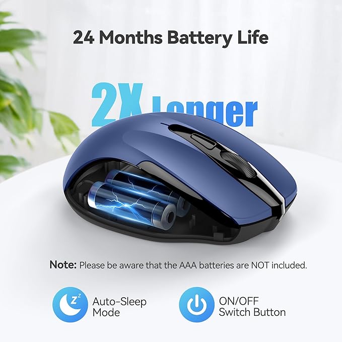 TECKNET Wireless Mouse, 2.4G Ergonomic Optical Mouse, Computer Mouse - Image 7