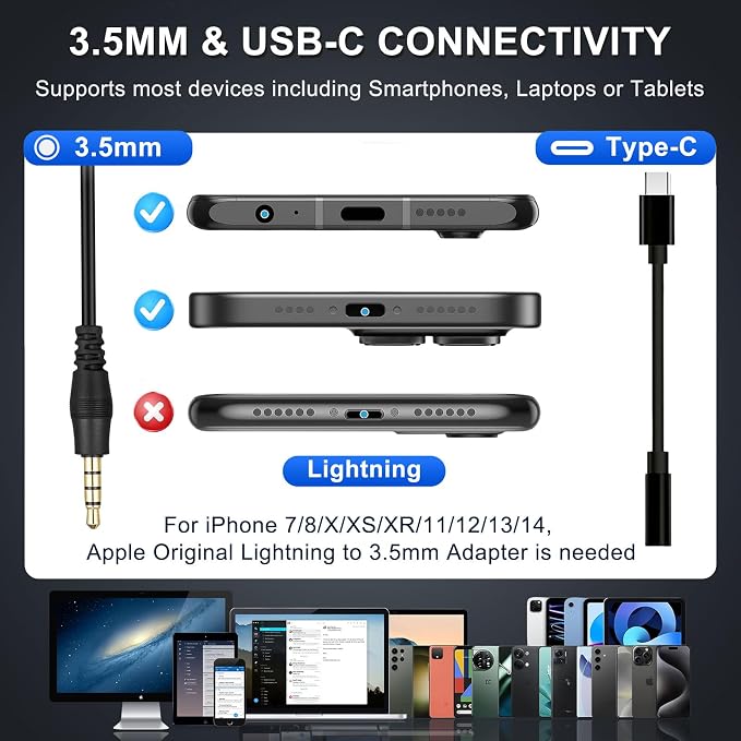 Callez Wired Computer Headset, 3.5mm/USB-C Headset - Image 3