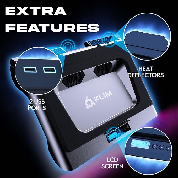 KLIM Everest Laptop Cooling Pad | Powerful 4300 RPM Turbo Fans | Sealed Foam - Image 6