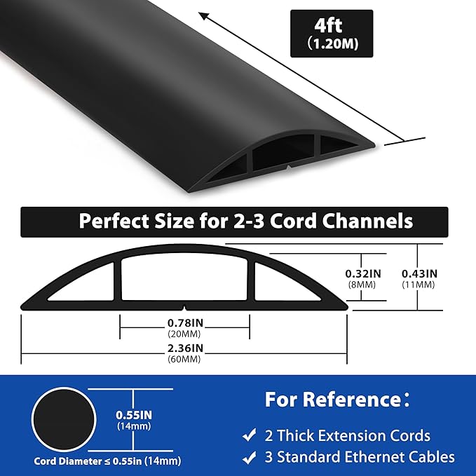 4ft Cord Hider Floor, Heavy Duty Cord Covers - Image 2