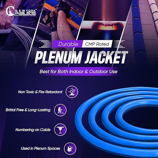 Cat6A Plenum Cable 1000ft Blue | 100% Solid Bare Copper 750MHz, PoE++ 23AWG 4 - Image 4