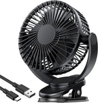 ATEngeus Rechargeable Clip-on USB Desk Fan, 3 Speeds, 5000mAh Battery, by ATEngeus