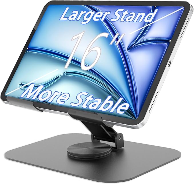 Larger Metal Tablet Stand, Adjustable 360° Rotation Tablet Holder Compatible by TAPMEI