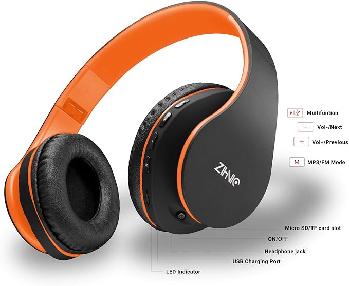 ZIHNIC Bluetooth Headphones Over-Ear, Foldable Wireless and Wired Stereo - Image 4