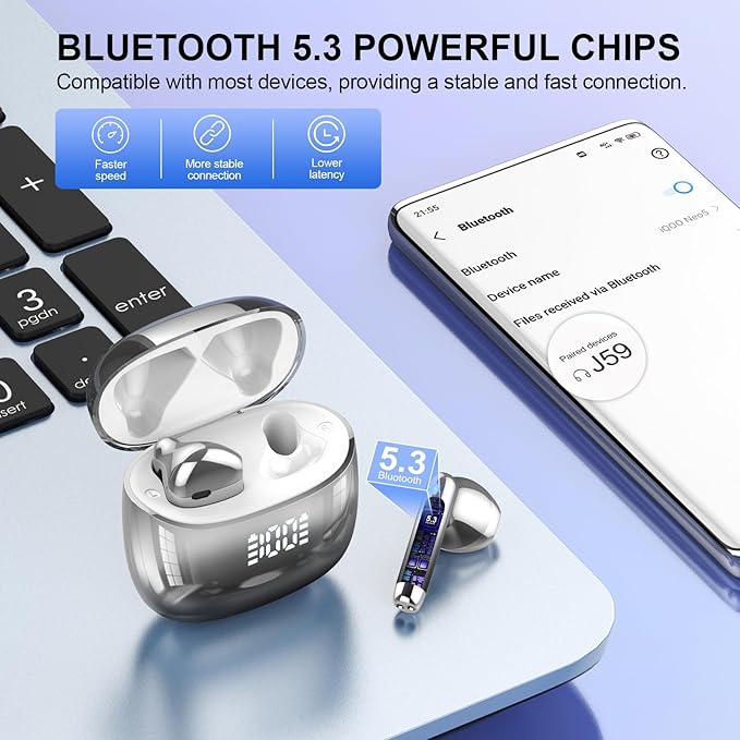 Wireless Earbuds, IPX7 Waterproof Bluetooth 5.4 Earphones in-Ear Earbuds - Image 5