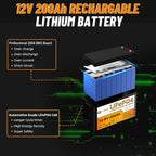 12V 200Ah Lithium Battery LiFePO4 Deep Cycle Battery, 100A BMS, 4000+ Cycles - Image 3