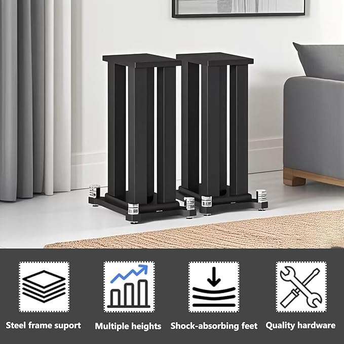 A Pair of Speaker Stands, Bookshelf Speaker Stand Steel Frame Support - Image 3