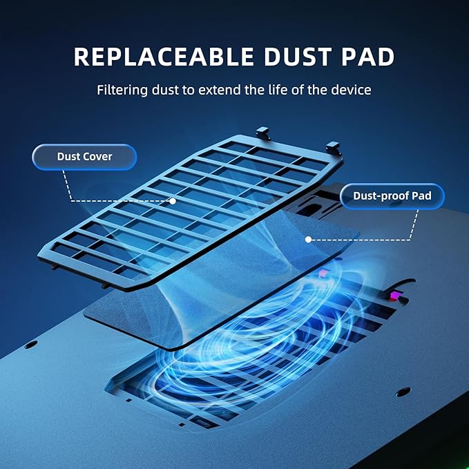 RGB Laptop Cooling Pad with LED Touch Screen, 3500 RPM Turbofan Notebook Cooler - Image 7