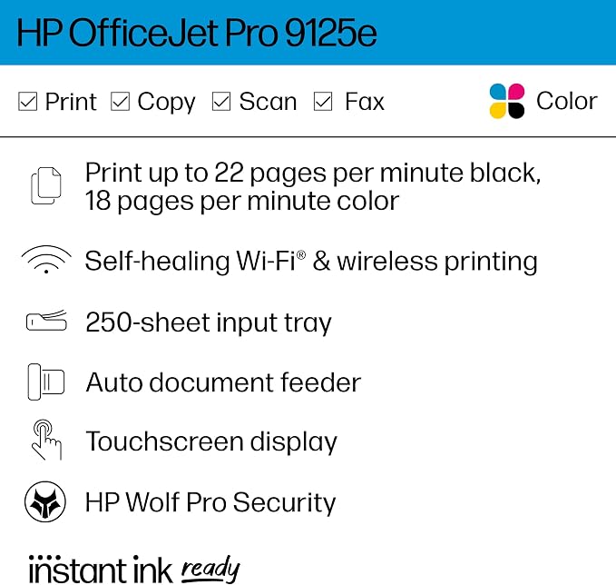 HP OfficeJet Pro 9125e All-in-One Printer, Printer-for-Small Medium Business - Image 2