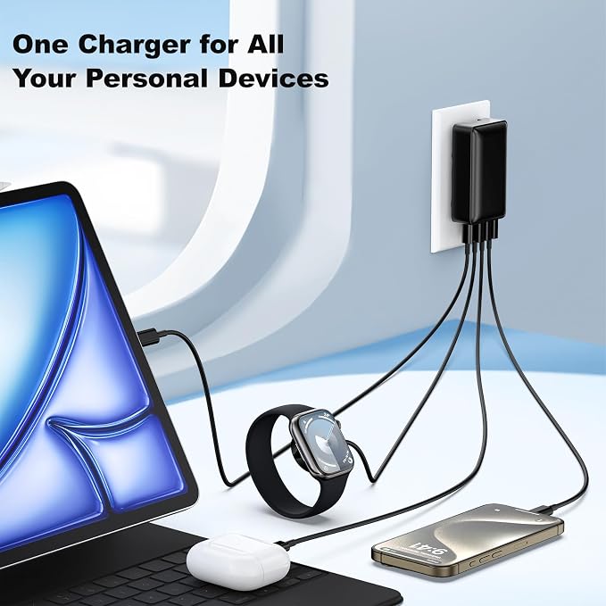 USB C Wall Charger 40W, Excgood 4Port USB Charging Block Flat Foladable Wall - Image 2