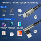 USB C to Lightning Cable 90 Degree 6FT iPhone Charger Cables 3Pack Fast - Image 7