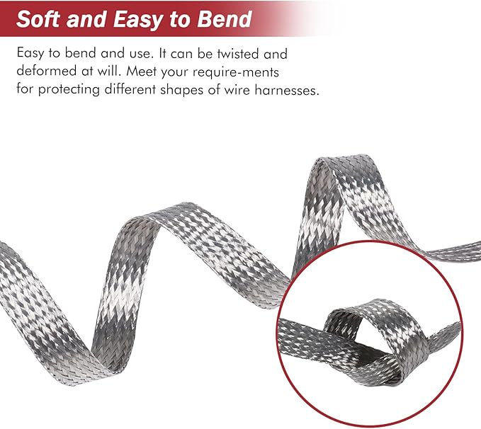 Tinned Copper Metal Braid Sleeving Wire Shielding Sleeve Braided Copper Ground - Image 3