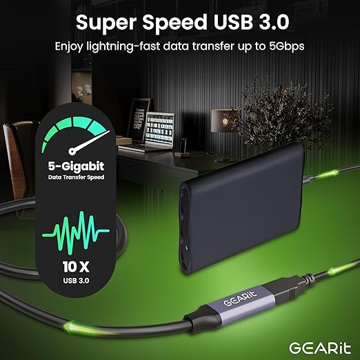GEARit USB 3.0 Active Extension Cable A-Male to A-Female USB Repeater - Image 3