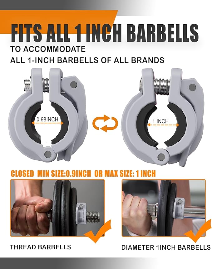 MAXRICH T Barbell Clamp 1 inch Multiple Sizes & Adjustable Weight Clips - Image 4
