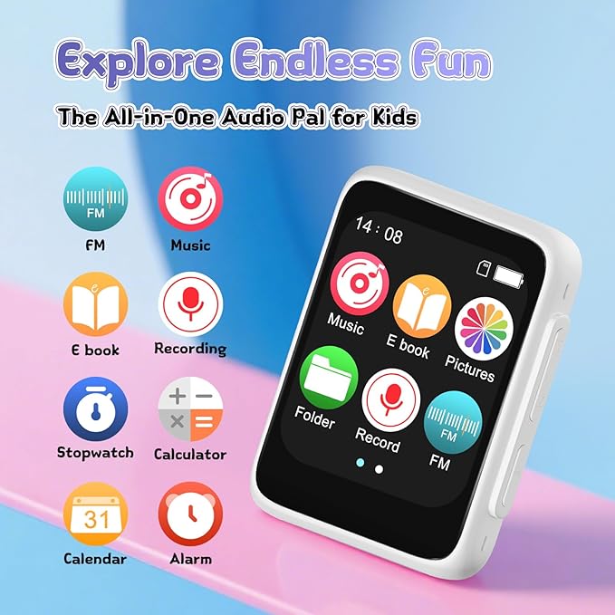 Kids Bluetooth MP3 Player with Headphones, Built-in Speaker, 512GB Expandable - Image 6