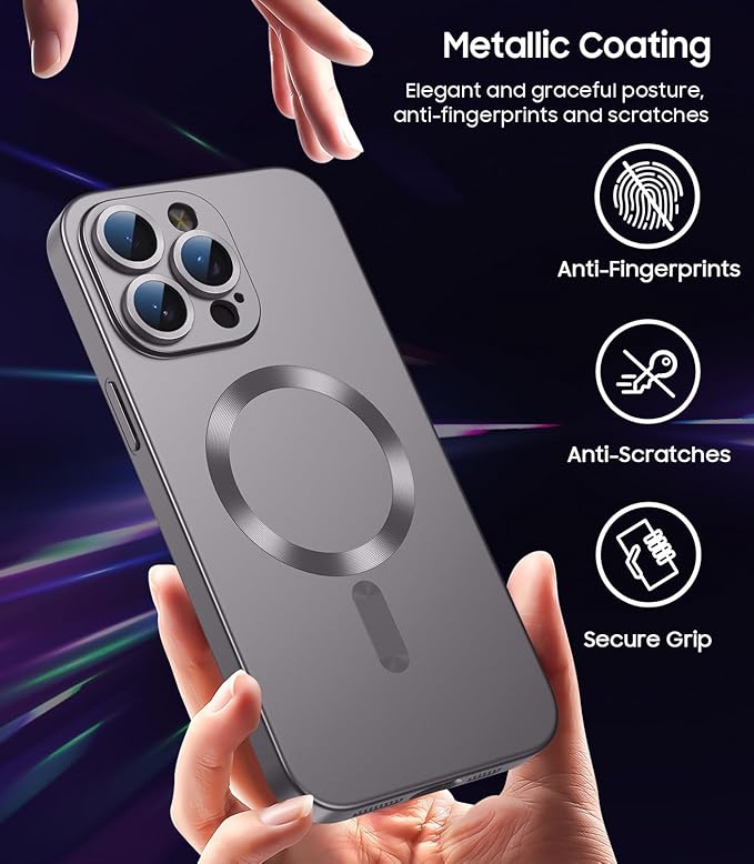Magnetic for iPhone 15 Pro Case Slim Soft Silicone Bumper Shockproof Metallic - Image 5