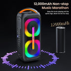 JYX Bluetooth Speaker with 2 Dual 60W 6.5" Subwoofer, PA System with 2 Wireless - Image 4