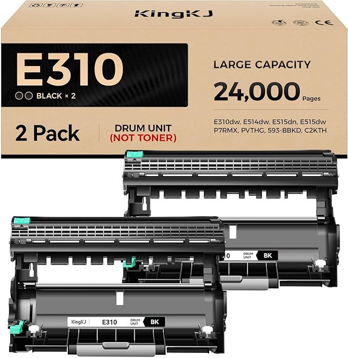 E310 E310dw Drum UnitBlack 2-Pack High-Yield Replacement by KingKJInkToner