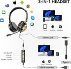 Wantek USB Headset with Microphone, Type-c/USB/3.5mm Jack 3-in-1 PC Headset - Image 3