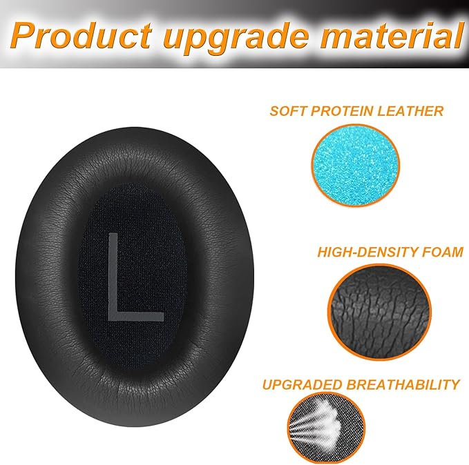 Earpads Cushions Replacement for Bose QC45 Headphones Ear Pads, Soft Protein - Image 3