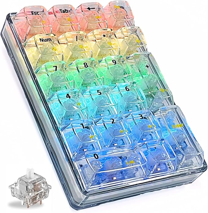 SOLAKAKA K21 RGB Backlit Tri-Mode Transparent Wireless Mechanical Number Pad by SOLAKAKA