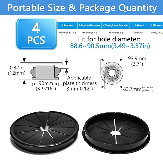 4 Pcs Cable Grommet, Snap Bushing 3-9/16" Mounting Diameter, Flexible - Image 9