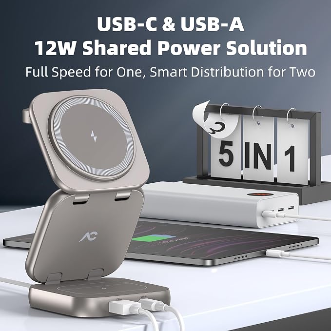 5-in-1 Wireless Charger for MagSafe, AC ISLAND Portable Travel Charging Station - Image 3
