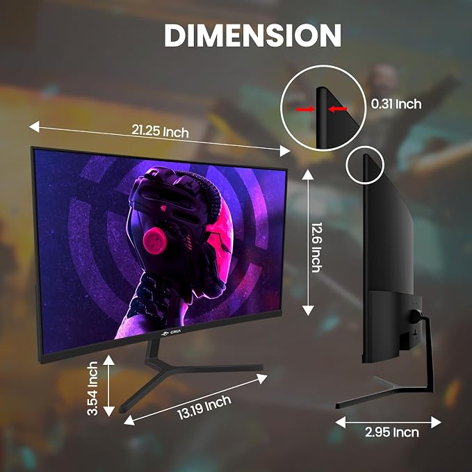 CRUA 24” Curved Gaming Monitor, 180Hz/144Hz FHD 1080P, Support 120% sRGB - Image 6