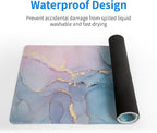 Teal Marble Extended Mouse Pad 31.5x11.8 Inch Turquoise Desk Marble Mousepad - Image 4